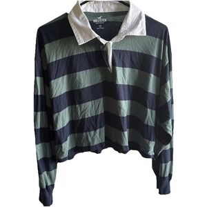 Hollister Collared Rugby Longsleeve Crop Rugby Polo Stripe Midi Top Medium